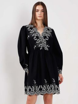 VERO MODA - Black Embroidered Cotton Dress
