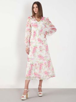 VERO MODA - White Floral Midi Dress