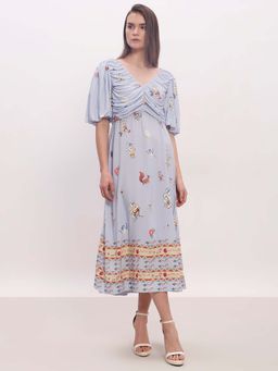 VERO MODA - Blue Printed Midi Dress