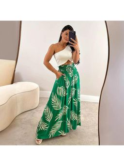 Oh Rare - Tropical Printed Maxi Flared Skirt