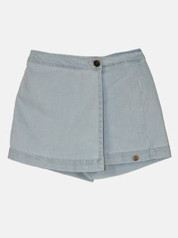 KiddoPanti - Blue Girls Denim Over Lap Shorts