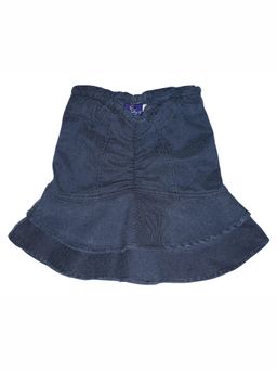 KiddoPanti - Blue Girls Denim Ruffle Solid Skirt