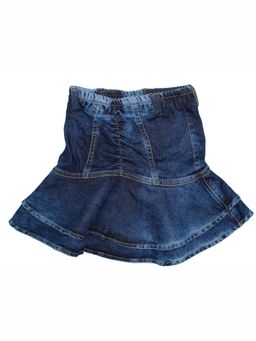 KiddoPanti - Blue Girls Denim Ruffle Solid Skirt
