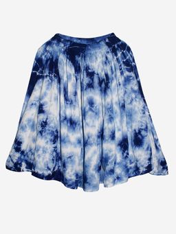 KiddoPanti - Blue Girls Tie and Dye Flared Skirt