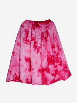 KiddoPanti - Pink Girls Tie and Dye Flared Skirt