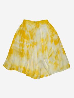 KiddoPanti - Yellow Girls Tie and Dye Flared Skirt
