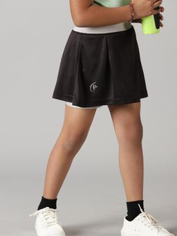 KiddoPanti - Grey Girls Polyester Solid Skort