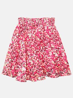KiddoPanti - Multi-Color Girls Smocked Waistband Printed Skirt