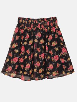 KiddoPanti - Multi-Color Girls Smocked Waistband Printed Skirt