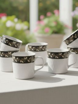 CLAY CRAFT - Allure Presto Fine Ceramic 200ml Tea Cups (Pack of 6)