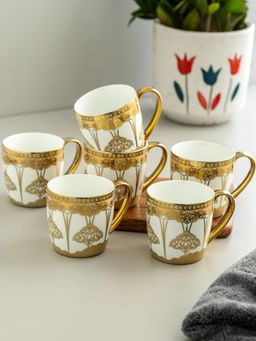 CLAY CRAFT - Alton Ebony Fine Ceramic 210ml Tea Cups (Pack of 6)