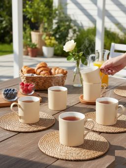 CLAY CRAFT - Ethan Ivory Fine Ceramic 240ml Tea Cups (Pack of 6)