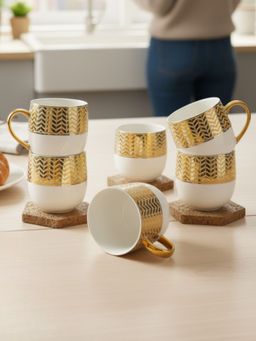 CLAY CRAFT - Charlie Ebony Fine Ceramic 200ml Tea Cups (Pack of 6)