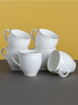 CLAY CRAFT - Onyx Fine Ceramic 170ml Tea Cups (Pack of 6)