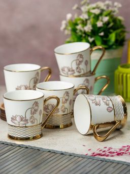 CLAY CRAFT - Petter Ebony Fine Ceramic 180ml Tea Cups (Pack of 6)