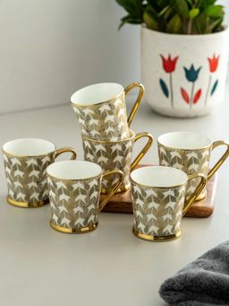 CLAY CRAFT - Petter Ebony Fine Ceramic 180ml Tea Cups (Pack of 6)