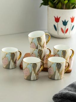 CLAY CRAFT - Rana Ebony Fine Ceramic 140ml Tea Cups (Pack of 6)