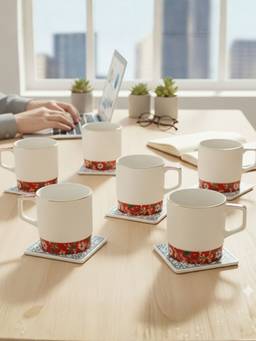 CLAY CRAFT - Charles Manor Fine Ceramic 230ml Tea Cups (Pack of 6)