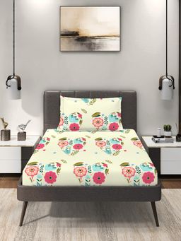 MORADO - Premium Glace Cotton Single Fitted Bedsheet With 1 Pillow Cover 36X72X8 Inches