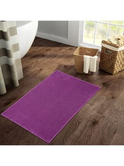 Welspun - Raang Dylon 1268 Gsm Machine Tufted Plain Bath Mat - 40 X 60Cm Dark Purple