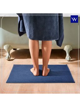Welspun - Raang Dylon 1268 Gsm Machine Tufted Plain Anti-Skid Bath Mat - 40 X 60Cm Dark Blue