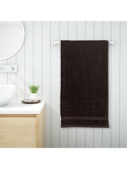 Welspun - Anti Bacterial 100% Cotton 380 Gsm Dobby Plain Bath Towel Dark Brown