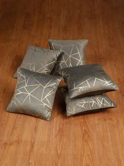 HOSTA HOMES - Soft Velvet Golden Foil Printed Cushion Covers Pack Of 5 ( 16 X 16 Inch ) Green