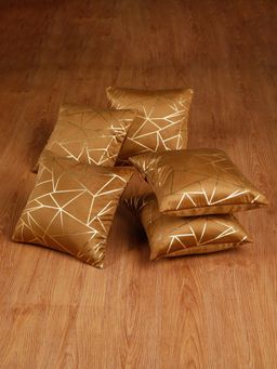 HOSTA HOMES - Soft Velvet Golden Foil Printed Cushion Covers Pack Of 5 ( 16 X 16 Inch ) Rust