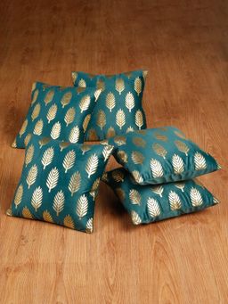 HOSTA HOMES - Soft Velvet Golden Foil Printed Cushion Covers Pack Of 5 ( 16 X 16 Inch ) Grey