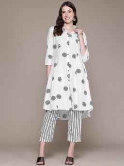 Readiprint - Women'S Black Printed Shirt Style Kurta with Pant (Set of 2)