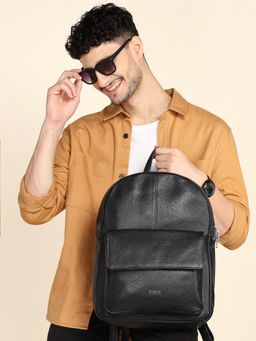 Sassora - Black Premium Leather Men's Backpack (L)