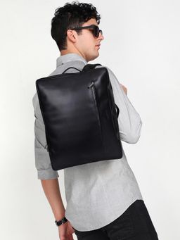 Sassora - Black Premium Leather Men's Stylish Laptop Backpack (M)