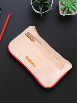 Sassora - Genuine Leather Beige Unisex Key Pouch (S)