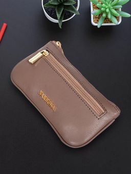 Sassora - Genuine Leather Taupe Unisex Key Pouch (S)