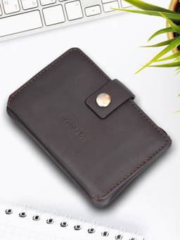 Sassora - Brown Premium Leather Unisex Handy Card Case (S)