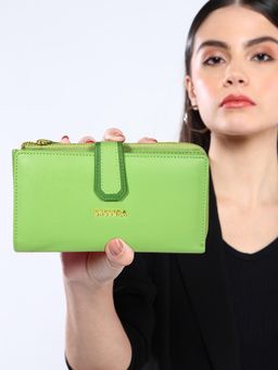 Sassora - Green Premium Leather Women Rafid Snap Closure Wallet (L)