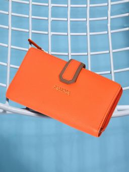 Sassora - Orange Premium Leather Women Rafid Snap Closure Wallet (L)