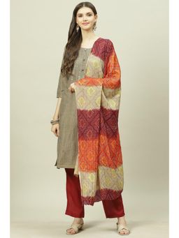 Biba - Brown Cotton Unstitched Suit (Set of 3)