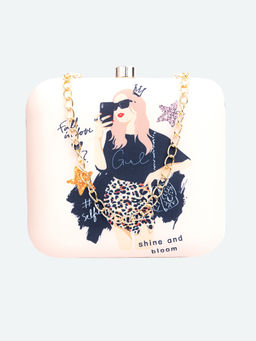 NR by Nidhi Rathi - Printed Cream Clutch