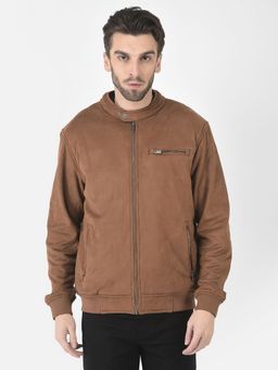 CRIMSOUNE CLUB - Men Dark Tan Faux Leather Jacket