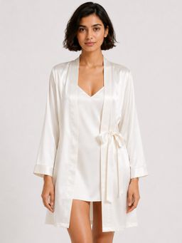 Noite Luxe - Nacre Satin Nightdress And Robe