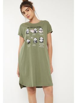 max - Women Olive Printed Nightdress