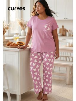 max - Women Heart Printed T-Shirt & Pyjama
