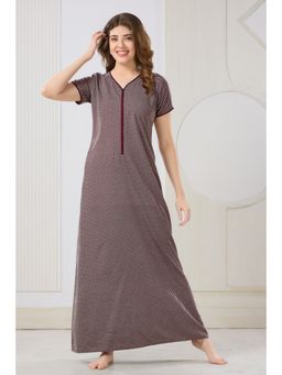 PIU - Women's Maroon Cotton Front Zipper Nighty