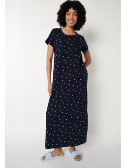 max - Women Navy Blue Polka Dots Nightdress