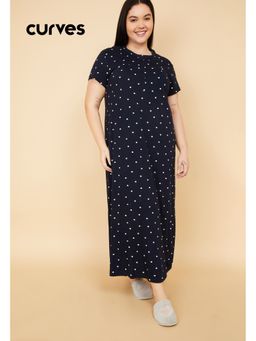 max - Women Navy Blue Polka Dots Nightdress