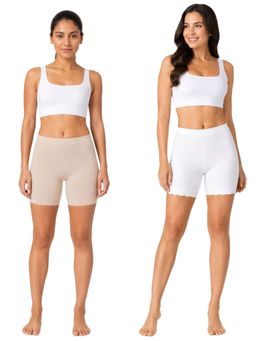 Secrets By ZeroKaata - Women's Solid Stretchable Cycling Shorts (Pack Of 2)