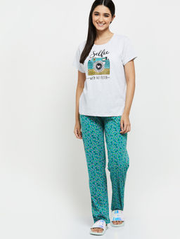 max - Women Printed Round Neck T-Shirt & Pyjama