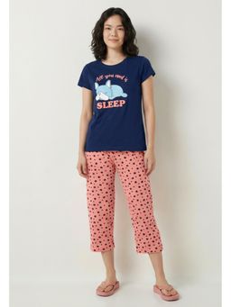 max - Women Printed Cap Sleeves T-Shirt With Capri