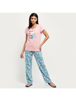 max - Women Printed Round Neck T-Shirt & Pyjama